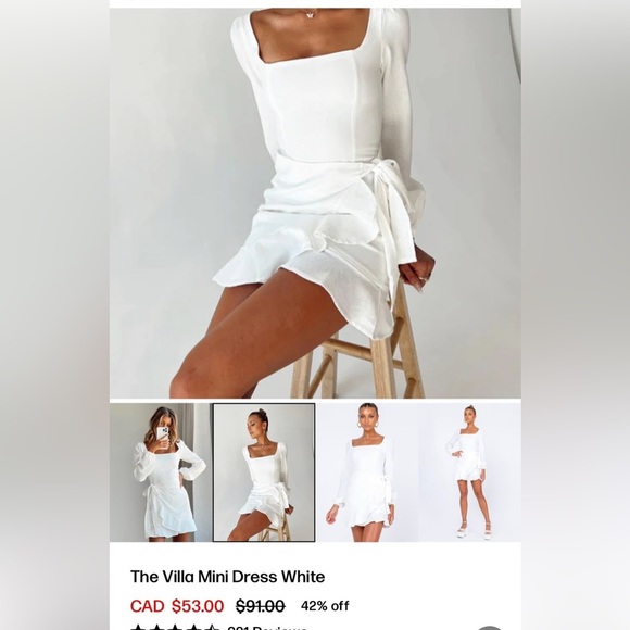 Polly Princess mini dress,sz 0,white,faux wrap skirt,ruffle,scoop,1 tiny flaw - Picture 1 of 12